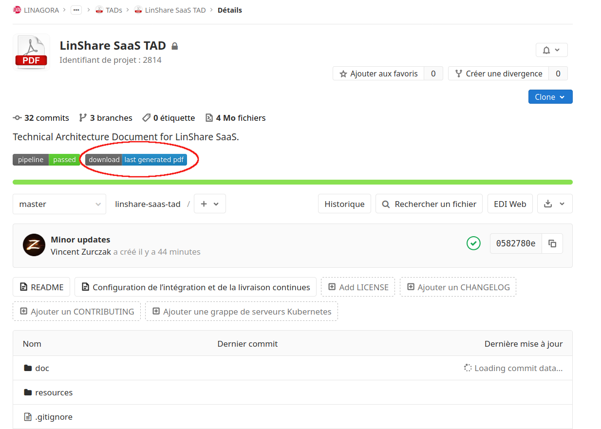 TAD badges to get the last PDF